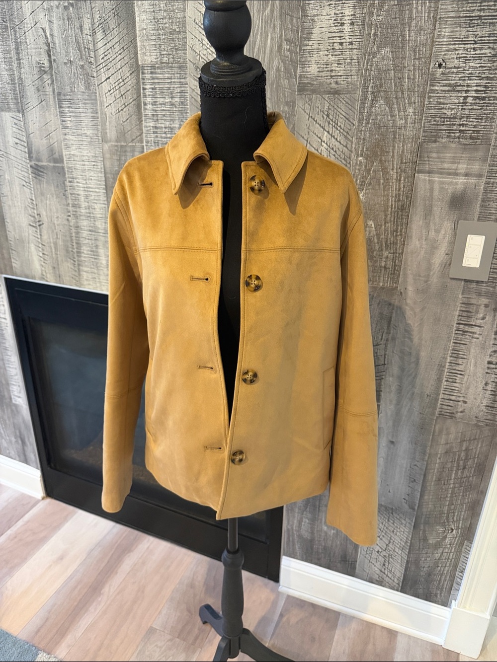 Abercrombie & Fitch Tan Vegan Suede Button Jacket
